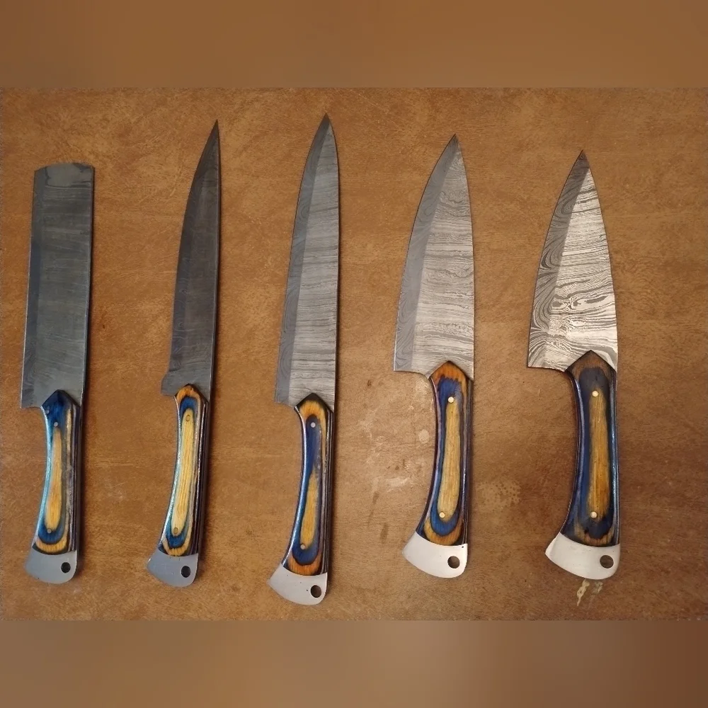 New 5 PC Damascus steel blade kitchen cooking cutlery set